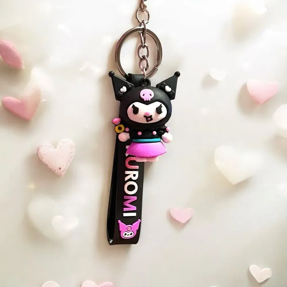 🤯5/$25🤯 Black Kuromi Pink Skirt Bag Charm Key Chain